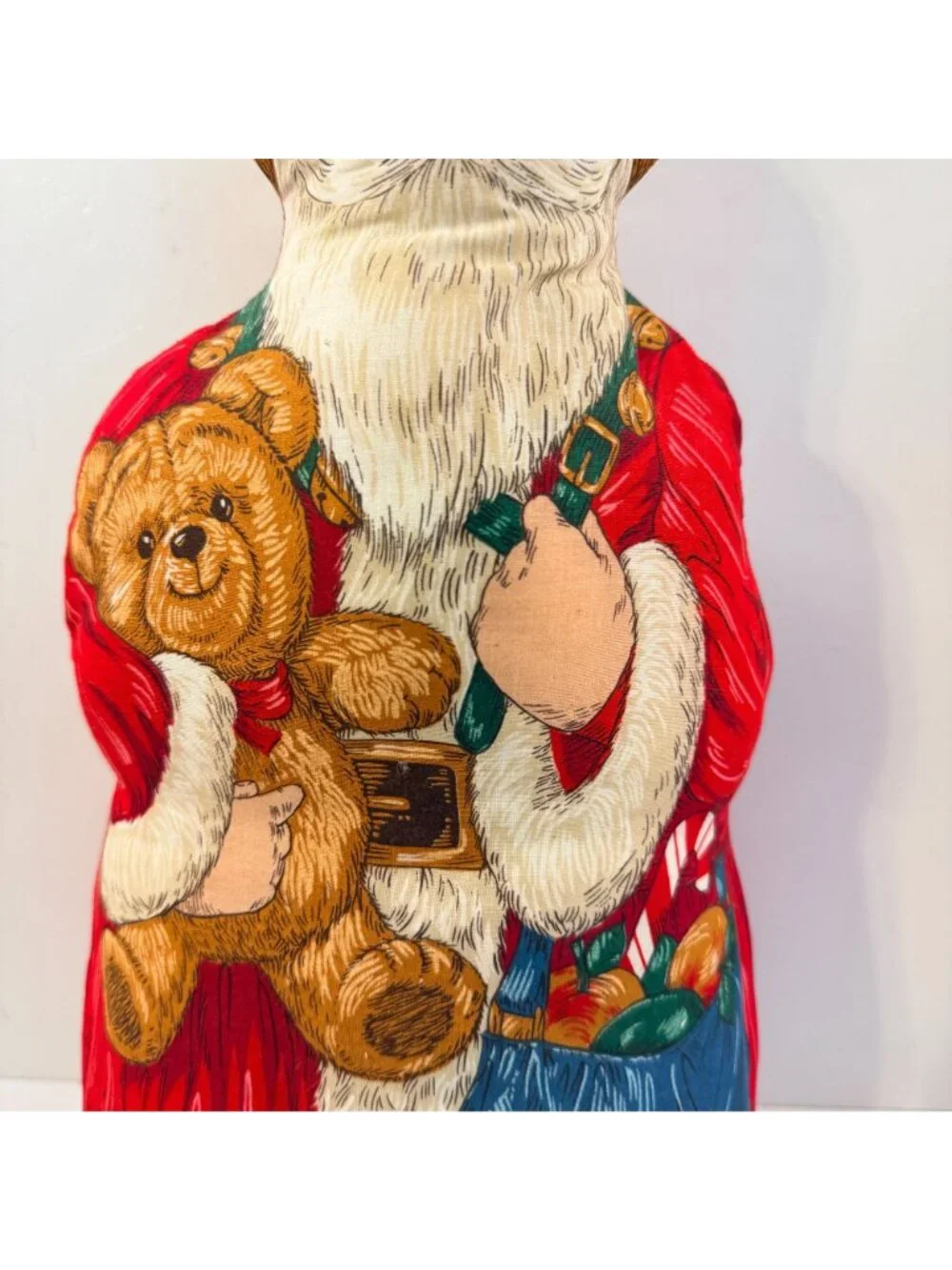 Vintage Fabric Stuffed Santa Christmas Folk Art Country Cut & Sew 18